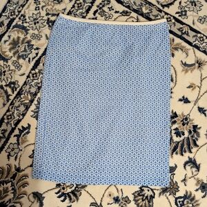 Talbots Blue and White Geometric Pencil Skirt